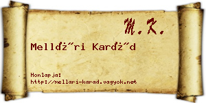 Mellári Karád névjegykártya